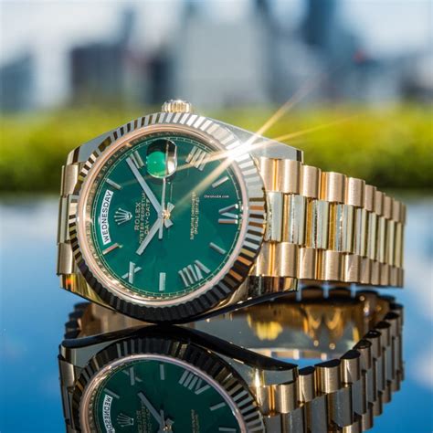 rolex day-date gold green dial|Rolex Day-Date 40 228238.